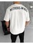 Bisiklet Yaka Baskılı Oversize T-Shirt - Beyaz 2