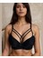 Lydia Önü Şeritli Dekoltesi Tasarım Yanları Dantelli Push-Up Çekici Siyah Sütyen 1