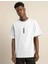 Bisiklet Yaka Baskılı Oversize T-Shirt - Beyaz 1