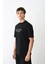 Bisiklet Yaka Baskılı Oversize T-Shirt - Siyah 3
