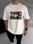Bisiklet Yaka Katlanan Baskılı T-Shirt - Beyaz 1