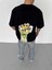 Bisiklet Yaka Baskılı Oversize T-Shirt - Siyah 2