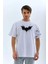 Ön ve Kol Baskılı Oversize T-Shirt - Beyaz 1