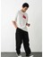 Bisiklet Yaka Baskılı Oversize T-Shirt - Beyaz 1