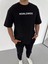 Bisiklet Yaka Baskılı Oversize T-Shirt - Siyah 1
