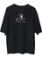Bisiklet Yaka Baskılı Oversize T-Shirt - Siyah 1