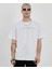 Bisiklet Yaka Baskılı Oversize T-Shirt - Beyaz 1