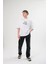 Bisiklet Yaka Baskılı Oversize T-Shirt - Beyaz 1