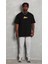 Bisiklet Yaka Baskılı Oversize T-Shirt - Siyah 1