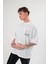 Bisiklet Yaka Baskılı Oversize T-Shirt - Beyaz 2