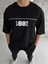 Bisiklet Yaka Baskılı Oversize T-Shirt - Siyah 2