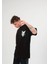 Bisiklet Yaka Baskılı Oversize T-Shirt - Siyah 2