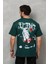 Bisiklet Yaka Baskılı Oversize T-Shirt - Yeşil 3