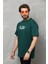 Bisiklet Yaka Baskılı Oversize T-Shirt - Yeşil 4