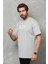 Bisiklet Yaka Baskılı Oversize T-Shirt - Gri 1