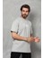 Bisiklet Yaka Baskılı Oversize T-Shirt - Gri 2