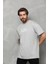 Bisiklet Yaka Baskılı Oversize T-Shirt - Gri 4