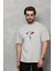 Bisiklet Yaka Baskılı Oversize T-Shirt - Gri 1