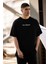 Bisiklet Yaka Baskılı Oversize T-Shirt - Siyah 2