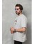 Bisiklet Yaka Baskılı Oversize T-Shirt - Gri 5