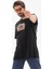 Bisiklet Yaka Baskılı Oversize T-Shirt - Siyah 4