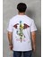 Bisiklet Yaka Baskılı Oversize T-Shirt - Beyaz 5