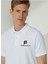 Yakası Düğmeli Yakalı Pike Baskılı T-Shirt - Beyaz 2