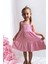 Lupinn Moda Kız Çocuk Pembe Askılı Yazlık Pamuklu Volanlı Elbise 1