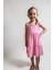 Lupinn Moda Kız Çocuk Pembe Askılı Yazlık Pamuklu Volanlı Elbise 4