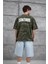 Haki Drift Yazılı Yıkamalı Oversize Tshirt 1