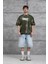 Haki Drift Yazılı Yıkamalı Oversize Tshirt 3