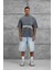 Füme Işaretli Yazı Baskılı Yıkamalı Oversize Tshirt 1