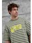 Yeşil Y269 Baskılı ve Çizgili Oversize Tshirt 4