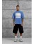 Mavi Raw Yazılı Yıkamalı Oversize Tshirt 1