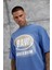 Mavi Raw Yazılı Yıkamalı Oversize Tshirt 2
