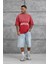 Kırmızı Işaretli Yazı Baskılı Yıkamalı Oversize Tshirt 3