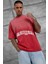 Kırmızı Işaretli Yazı Baskılı Yıkamalı Oversize Tshirt 4