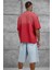 Kırmızı Işaretli Yazı Baskılı Yıkamalı Oversize Tshirt 5