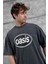 Füme Oasis Yazılı Yıkamalı Oversize Tshirt 4