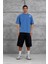 Mavi Parçalı Yıkamalı Oversize Tshirt 3