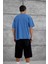 Mavi Parçalı Yıkamalı Oversize Tshirt 4