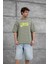 Yeşil Y269 Baskılı ve Çizgili Oversize Tshirt 2