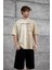 Krem Spirit&speed Yazılı Yıkamalı Oversize Tshirt 5