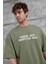 Haki Remedy Crew Yazılı Oversize Tshirt 4