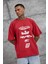 Kırmızı Lesschen Baskılı Yıkamalı Oversize Tshirt 2