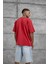 Kırmızı Lesschen Baskılı Yıkamalı Oversize Tshirt 3