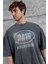 Füme Raw Yazılı Yıkamalı Oversize Tshirt 2