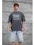 Füme Raw Yazılı Yıkamalı Oversize Tshirt 5