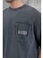 Füme Cepte Rakam Detaylı Yıkamalı Oversize Tshirt 4