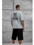 Gri Parça Detaylı Yıkamalı Oversize Tshirt 1